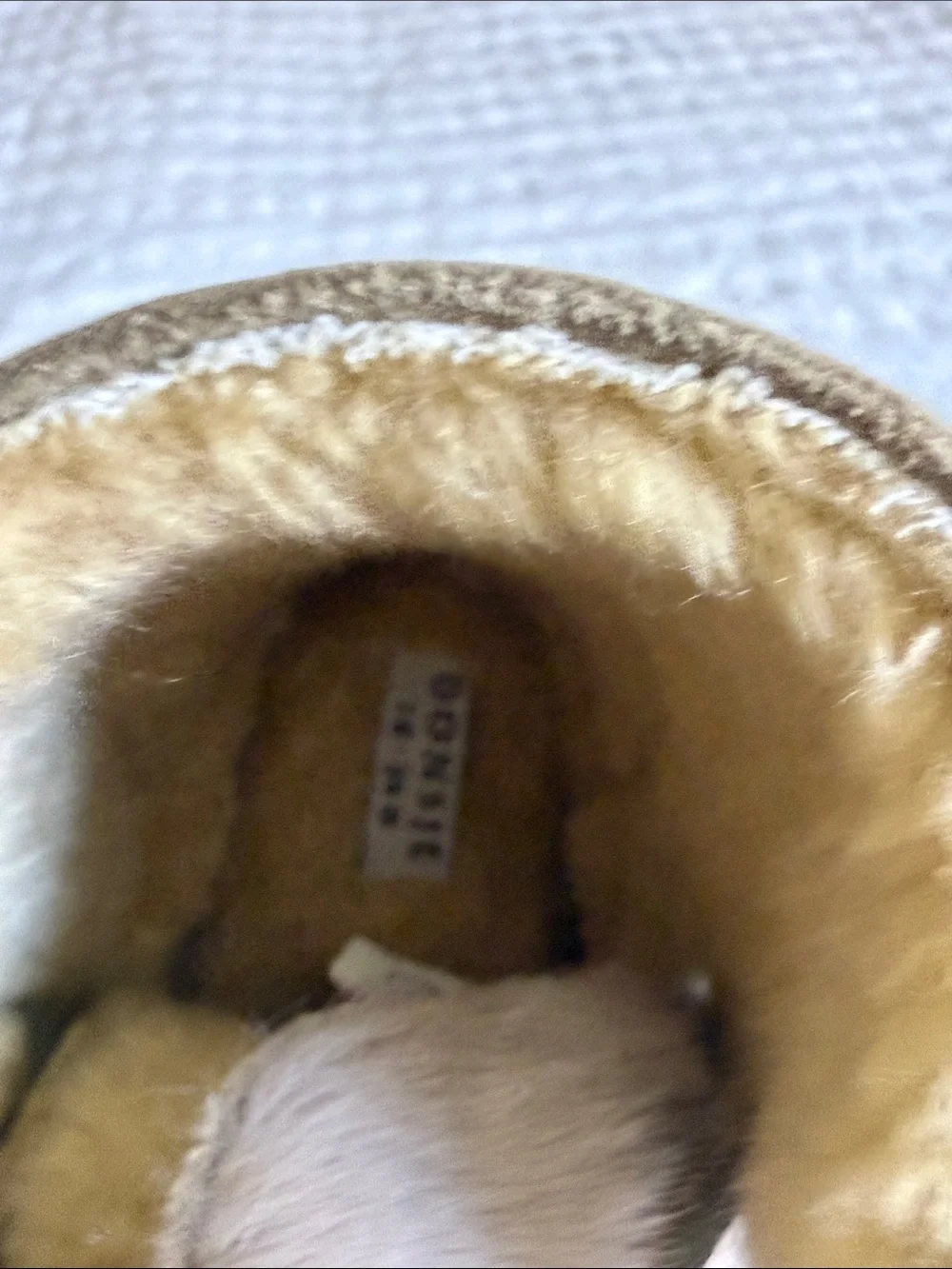 Donsje Kids Olive Green Fur-Front Slippers